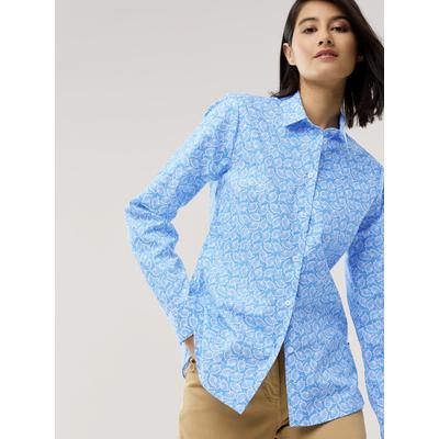 Walbusch Damen Baumwoll Bluse Perfect Match Blau gemustert Image