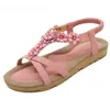 TIMETANGBequeme Flache Ferse Sandalen Frauen Große Größe Sommer Schuhe Frau Böhmen Blumen Strass Strand Damen Schuhe