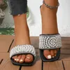 Modische und bequeme quadratische Kopfperle, lässige Einzelschuhe für Damen, Sommer, neue elegante Oberbekleidung, flache Schuhe, große Größe