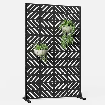 Metal Privacy Screen for Outdoor Freestanding Privacy Screens, 72" H x 44" W Decorative Fence Panels with Stand