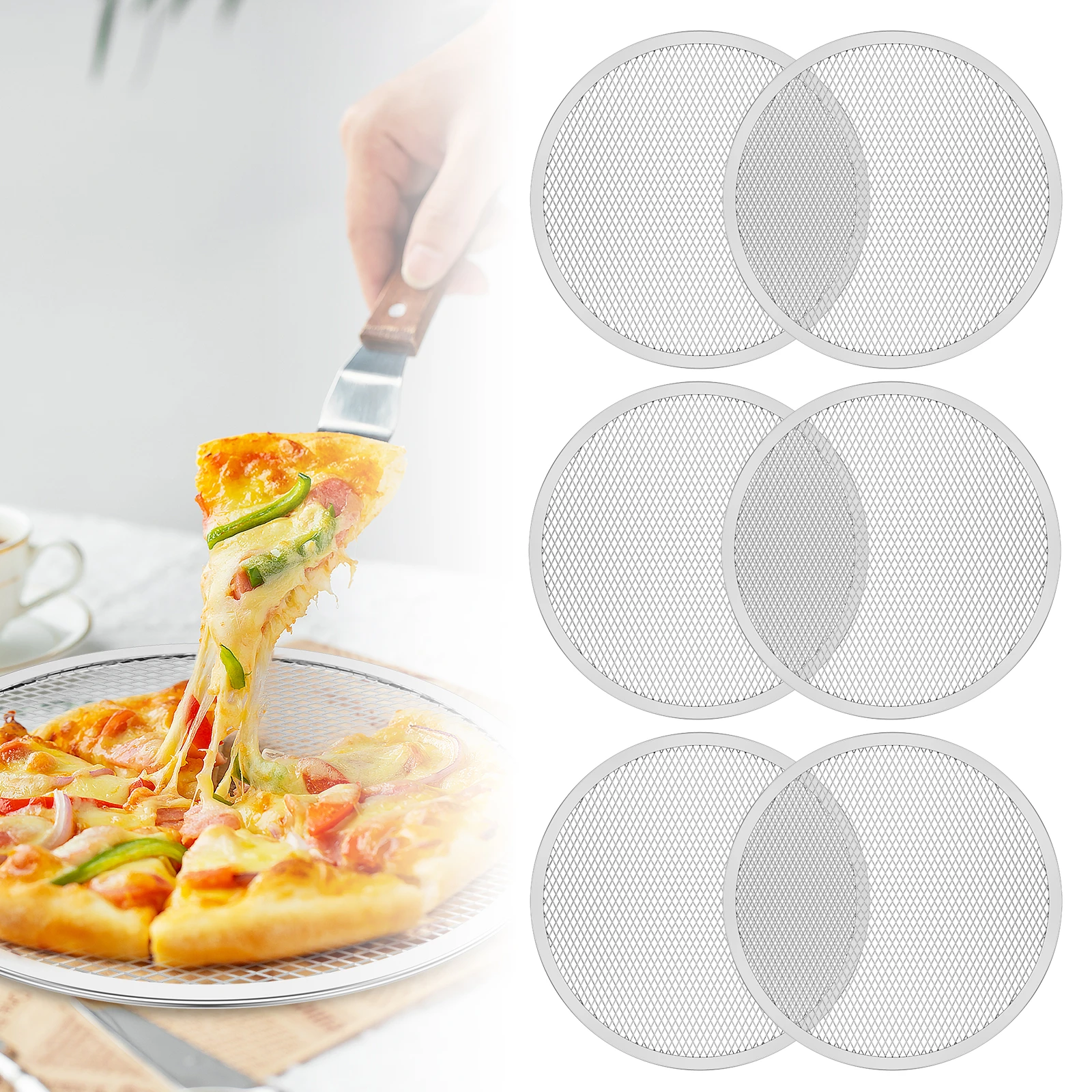 Aluminium Pizza Bildschirm Pan 12 zoll Pizza Backen Bildschirm Mesh Pizza Tablett mit Loch für Ofen Backformen Outdoor Grill Matte Pizza mesh Image