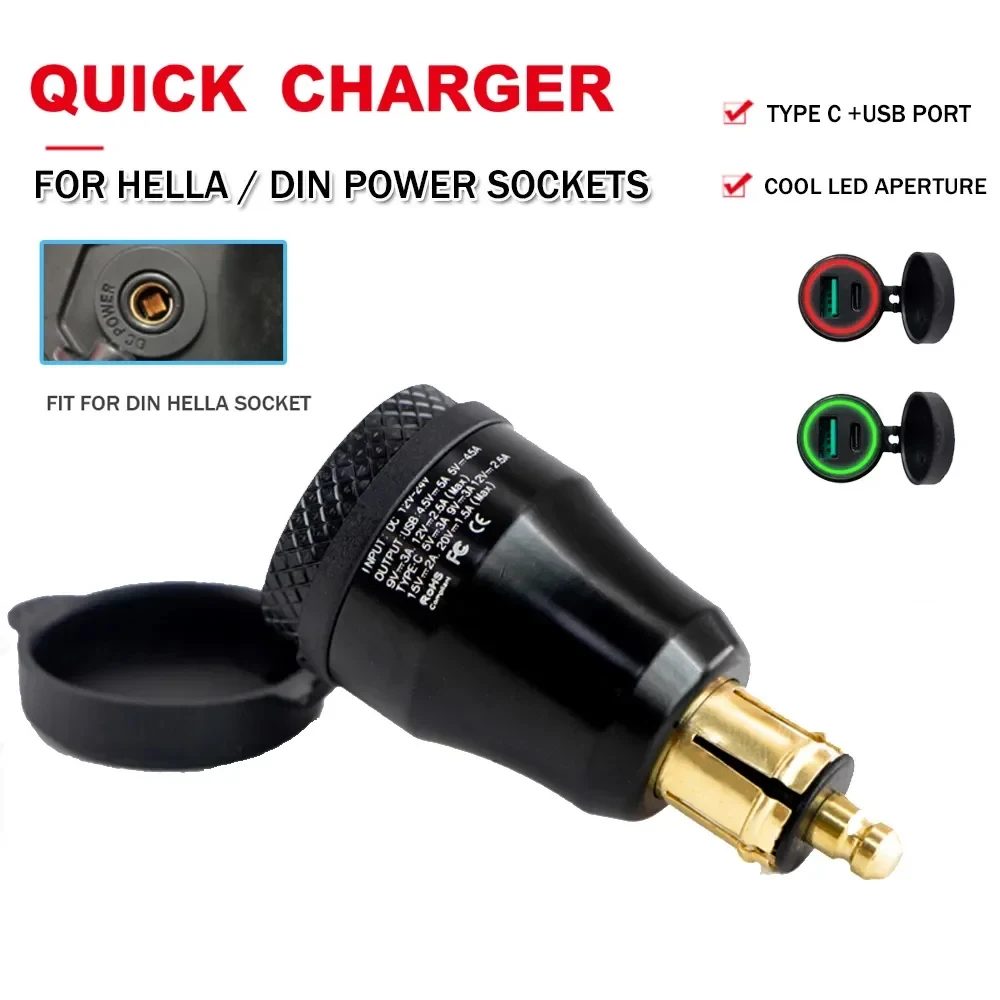 Für BMW R1250GS R1200GS R1200RT F850GS Für Tiger 900 F750GS G310GS Motorrad Schnell Ladung USB Power Adapter DIN Buchse Ladegerät Image