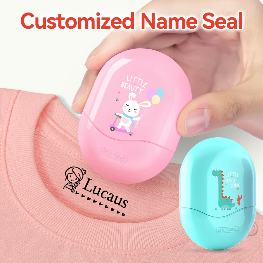 Personalisierter Namensstempel für Schüler – individuelles wasserdichtes Siegel mit lichtechter Tinte, langlebiges, reisefreundliches Geschenk für Kinder und Schule Image