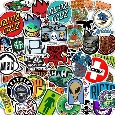 50Pcs Vintage Skateboard Old-School Skateboard Decals For Phone Laptop Suitcase Notebook Skateboard Waterproof Stickers