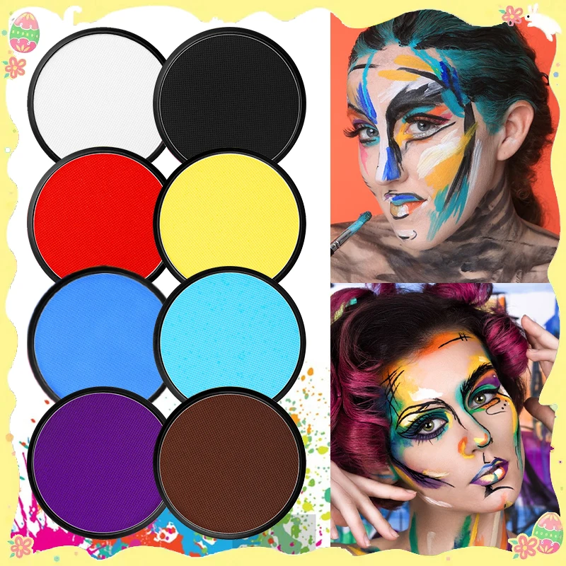 30 g wasserlösliche Gesichts- und Körperbemalung – lebendige, nicht giftige Gesichts- und Körperkunst-Make-up-Kuchenpresse für Kinder und Erwachsene für Party, Festival, Cosplay Image