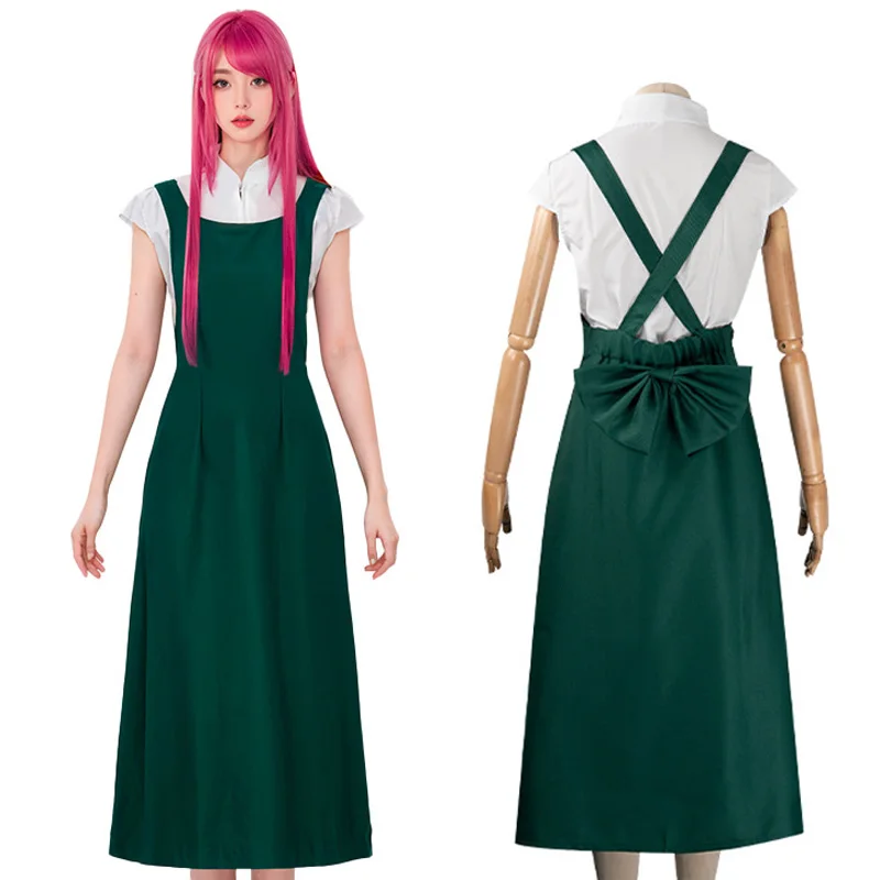 Anime Cosplay Uzumaki Kushina Cosplay Kostüm Perücke Grün Langes Kleid Hemd Uniform Set Erwachsene Frau Sexy Halloween Karneval Anzug