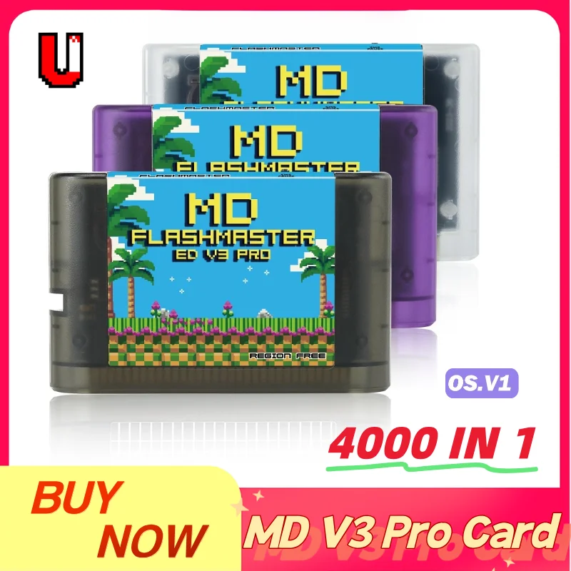 Cartouche Flashmaste MD V3 Pro 4000 en 1, carte de jeu MD V3 pour console de jeu vidéo 16 bits MegaDrive GENESIS US/JP/EU