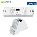 CENFAYA Decoder RDM DMX512 a tensione costante 4CH D4 DIM/CCT/RGB/RGBW DMX512 Dimmer Controller dimmer a 4 canali montato su guida Din