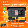 Navifly Cruscotto digitale portatile da 6,25 pollici per moto Wireless CarPlay Moto Android Schermo di visualizzazione per navigazione automatica Dual BT DVR