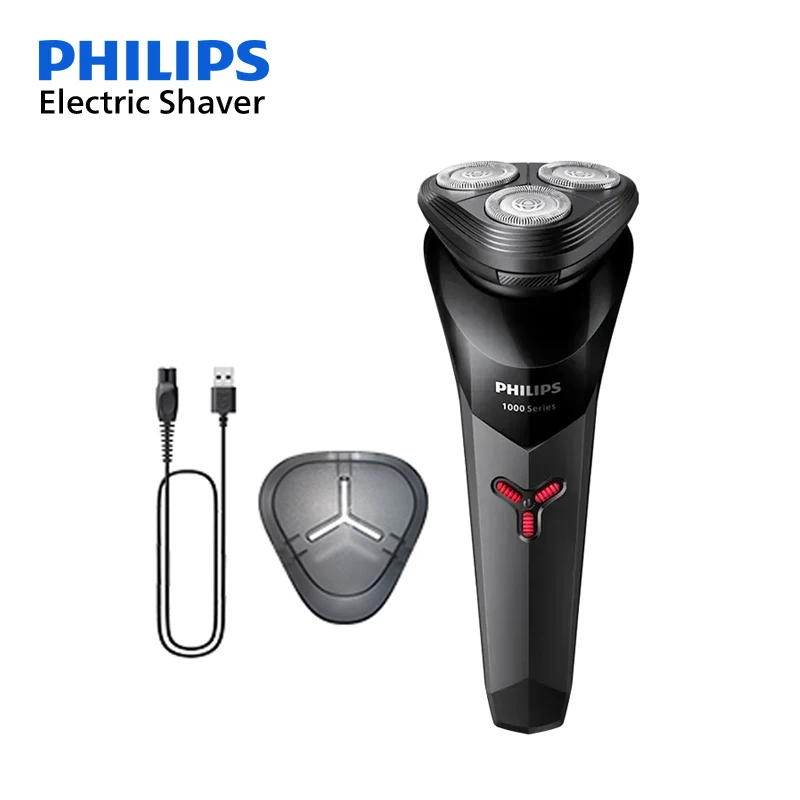 Philips S1113 Elektrorasierer für Männer, Bartschneider, USB-Aufladung, Edelstahlklingen, ergonomisches Design, dreifach schwimmender Kopfrasierer Image