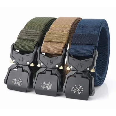 Tactical Belt, Military Hiking 1.5" Work Belt with Heavy Duty Quick Release Buckle New Aluminum Alloy Men's Elastic Belts