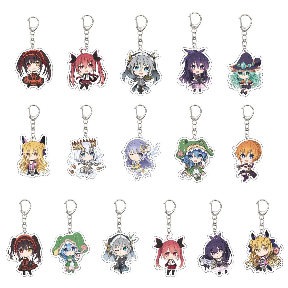 55MM Anime DATE A LIVE Schlüsselanhänger Itsuka Shido/Yatogami Tohka/Yatogami Tenka Schlüsselanhänger Acryl Modellplatte Weihnachtsgeschenke Image