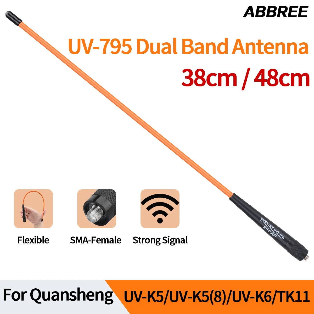 ABBREE UV-795 Dual Band Walkie Talkie Antenne High Gain SMA-Buchse Antenne Für Baofeng UV-5R UV-32 UV-21 Quansheng K5 Ham Radio Image