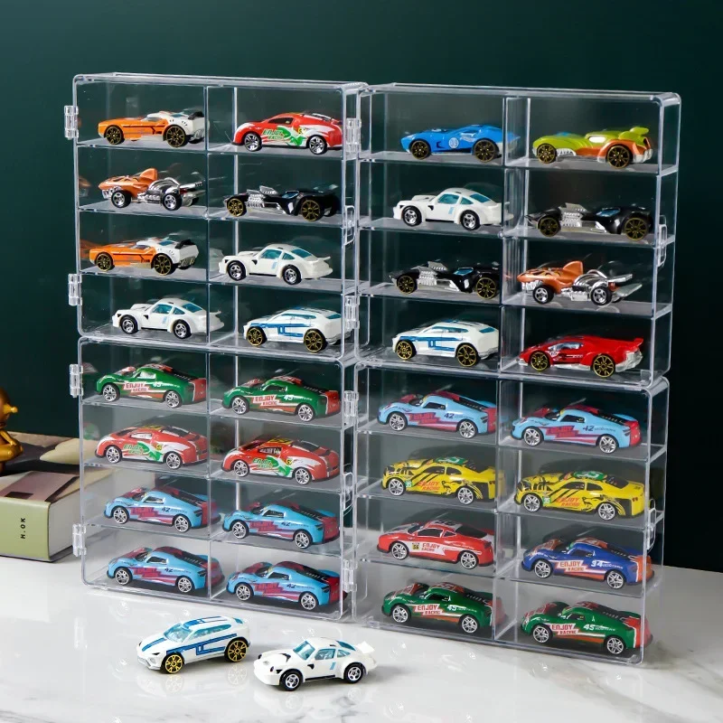 1:64 Scatola di visualizzazione per auto in acrilico per Hot Wheels Modello di auto Giocattolo 8 Grid Cabinet Rack Scatola di immagazzinaggio per auto impilabile antipolvere per Hotwheels