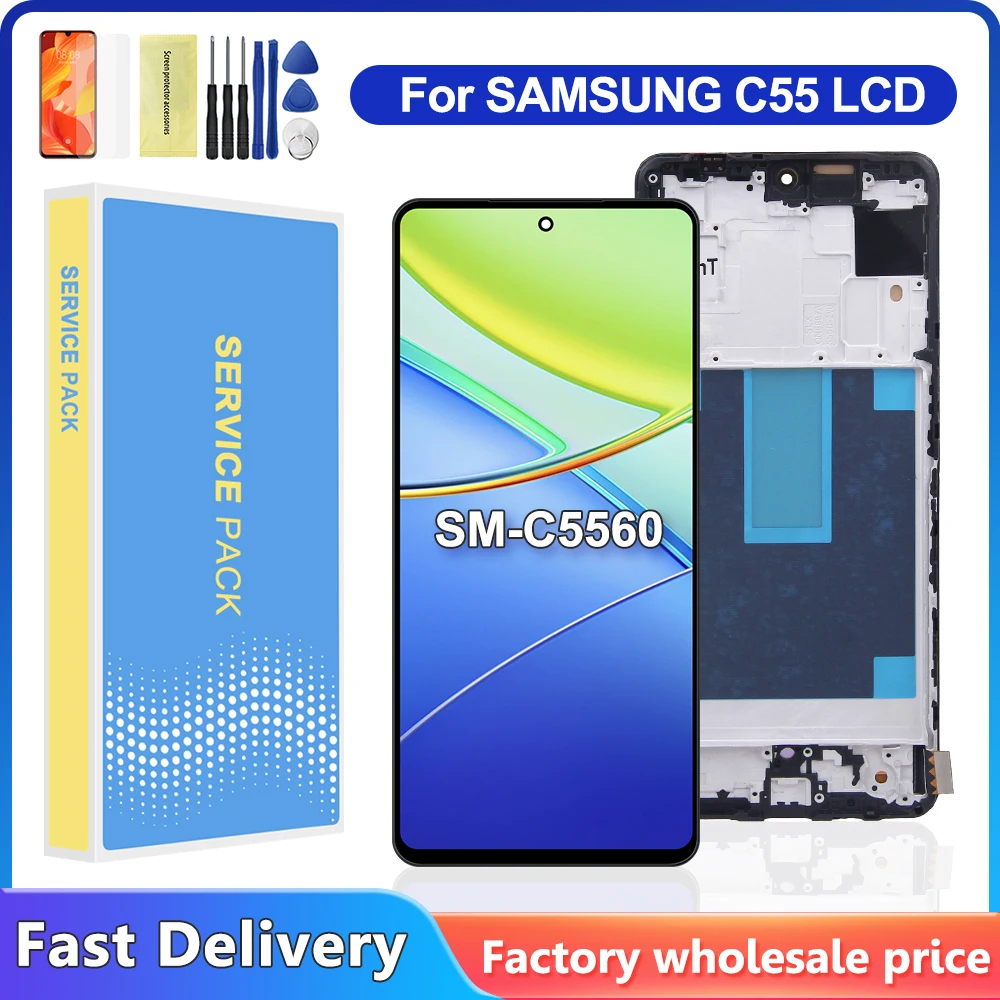 6,7'' AMOLED M55 Display Für Samsung C55 SM-C5560 SM-M556B LCD Display Bildschirm Touch mit rahmen Digitizer Montage Image