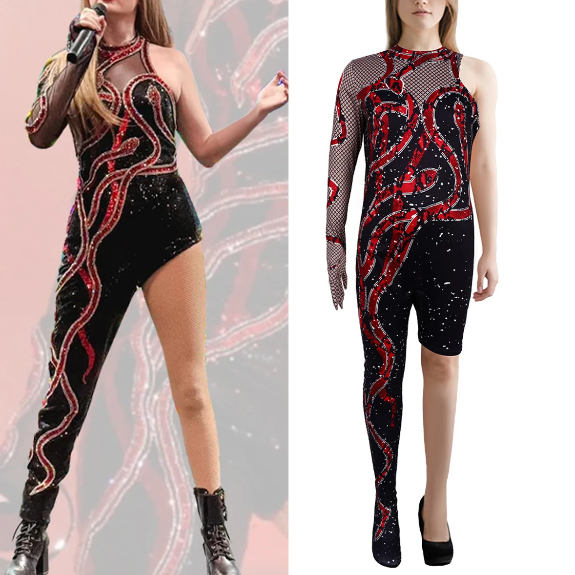 Sexy Bühne Taylor Cosplay Overall Kinder Erwachsene Schlange Body Cos Sänger Konzert Kostüm Zentai Halloween Outfit Uniform Image
