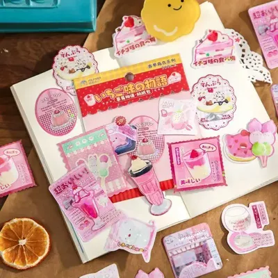 Antike Requisiten-Aufkleber-Set, japanischer alter Stil, Lebensmittel-Handyhülle, Dekoration, japanische Lebensmittel-Aufkleber, Aufkleber zum Aufbewahren Image