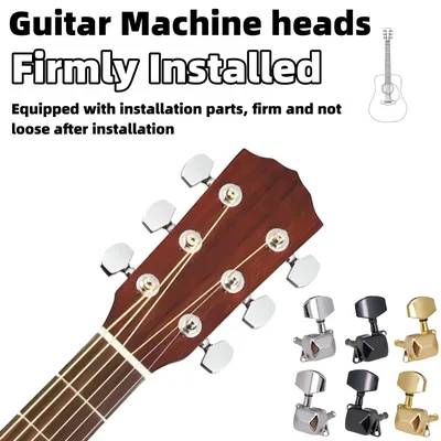 6Pcs Gitarre String Tuning Pegs Tuner Semi-geschlossen Tuner Mechaniken für Akustische Gitarre Tuner Mechanik Knopf 3 links 3 Rechts