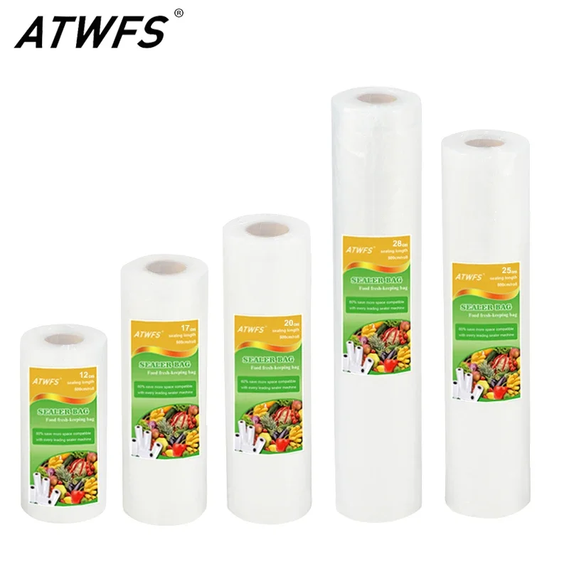 Vakuumbeutel, Verpackung von Lebensmitteln, Vakuumbeutel für die Aufbewahrung von Lebensmitteln, hält die Produkte frisch, Beutel 12/17/20/25/28 cm x 500 cm, 1 Rolle Image