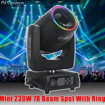 Mini 230W 7R Beam With LED Ring Effect Moving Head Light Rainbow Effect Dmx512 Bar DJ Disco Nightclub Wedding Stage Event Show