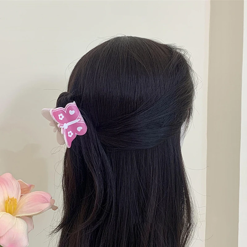 Süße süße kleine Haarklammer Schleife Blumen Schmetterling Katze Acetat Haarspange Haarschmuck für Frauen Mädchen Elegante Hai-Clips Image