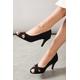 Good For The Sole Womens : Wide Fit Honey Peep Toe Court Shoes - Black - Size 7 Wide Fit (UK Shoe) | Good For The Sole Sale | Discount Designer Brands