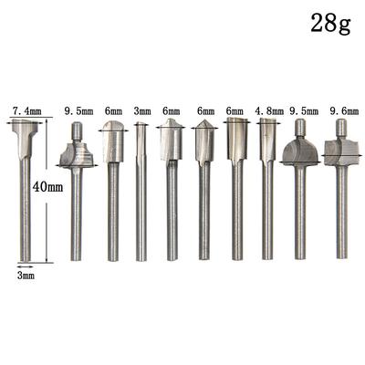 10PCS Router Bits Set 1/8 Inch 3mm Mini Shank High Speed Steel Drill Bits Files Rotary For Woodden Cutter Tools