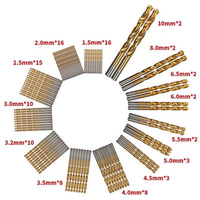 99PC Twist Drill Bit Set Saw Set HSS High Steel Titanium Coated Drill Woodworkin Tool 1.5-10mm For Cordless Screwdriver