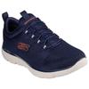 Slip-On Sneaker SKECHERS "SUMMITS", Herren, Gr. 44, blau (navy, orange), Textil, sportlich, Schuhe, Freizeitschuh, Slipper, Komfortschuh mit Gummizug zum Schlupfen