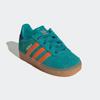 Sneaker ADIDAS ORIGINALS "GAZELLE COMFORT CLOSURE ELASTIC LACES KIDS", Gr. 21, pure teal, impact orange, collegiate lila, Leder, Synthetik, sportlich, Schuhe, für Kinder