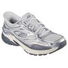 Slip-On Sneaker SKECHERS "STAMINA SPORT", Damen, Gr. 38, silber (silberfarben), Lederimitat, Mesh, metallic, sportlich, Schuhe, Retro Sneaker, Schnürschuh mit Metallic-Besätzen