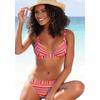 Triangel-Bikini LASCANA, Damen, Gr. 38, Cup C/D, orange (orange gestreift), Polyamid, gestreift, strukturiert, Glanzfaden, Bikini-Sets, mit goldfarbenen Glitzerstreifen