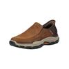 Slipper SKECHERS "Skechers Slipper Leder", Herren, Gr. 46, braun, Leder, casual, Schuhe