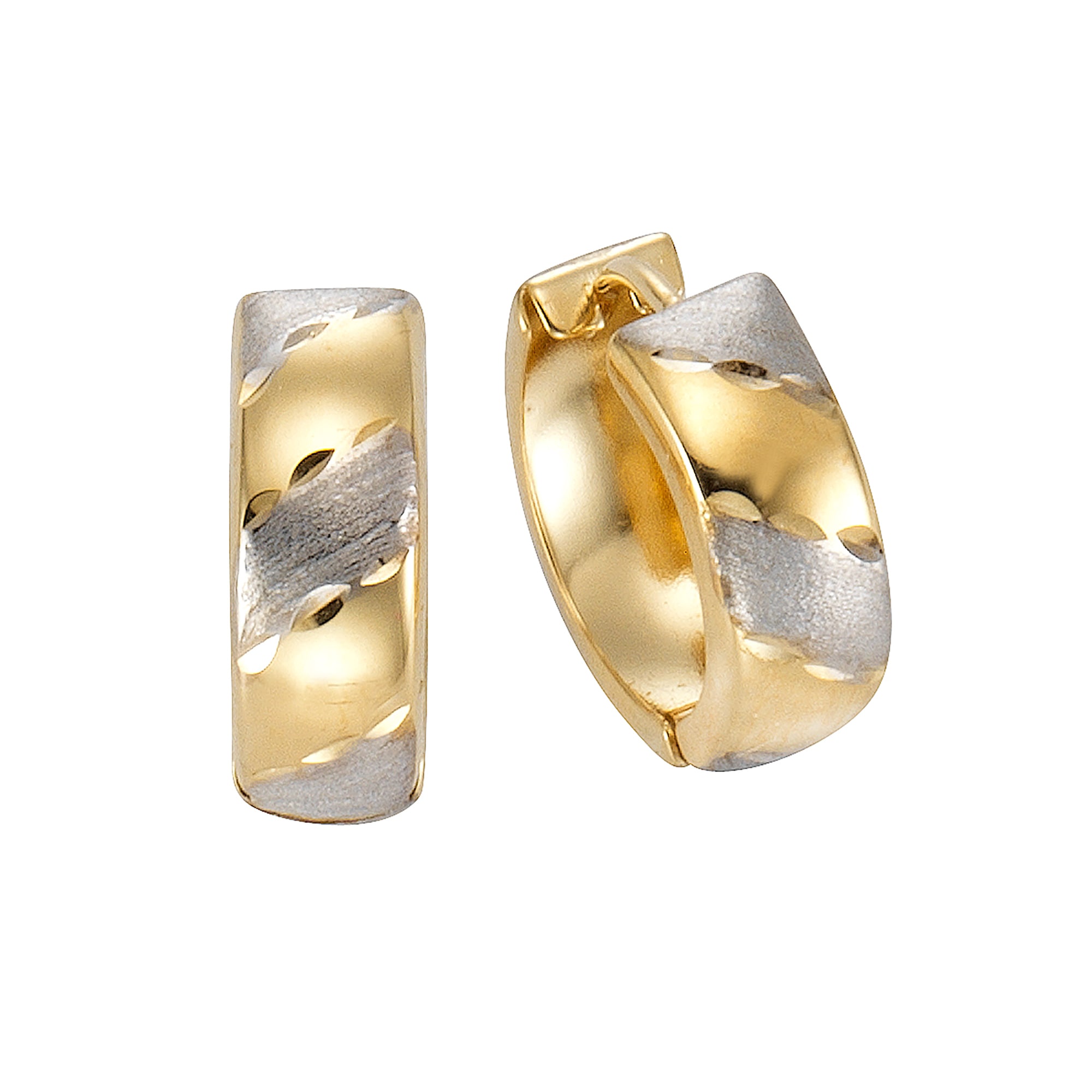 Paar Creolen "585 Gold zweifarbig 15mm", bunt (gelb), FASCINATION BY ELLEN K., Ohrringe, Damen, one-size, Gold