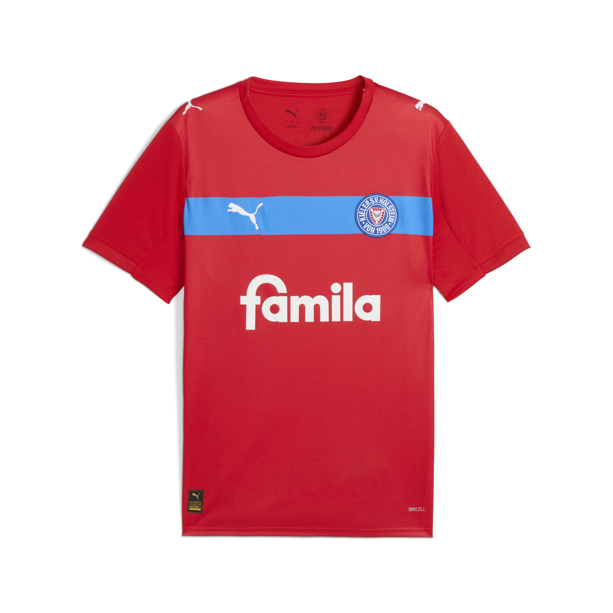 Trainingsshirt PUMA "Holstein Kiel 25/26 Auswärtstrikot Herren", Herren, Gr. S, rot ignite blau weiß, Obermaterial: 100% Polyester; Rippe: 100% Polyester, regular fit, Rundhals, Shirts Image