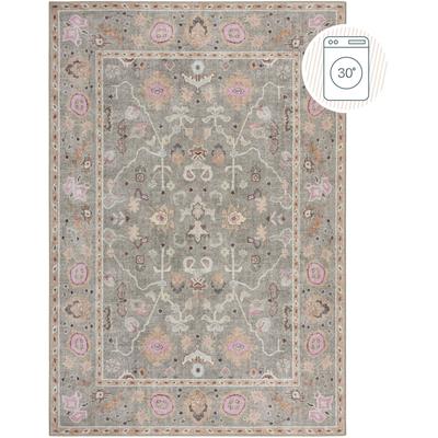 Teppich FLAIR RUGS "Una", grün, B:115cm H:4mm L:120cm, Kunstfaser, Teppiche, Waschbarer Traditioneller Teppich Image