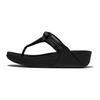 Zehentrenner FITFLOP "LULU GLITZ BOW", Damen, Gr. 41, schwarz, Leder, Glitzer, modisch, Schuhe, Slides, Badeschuh mit Glitter