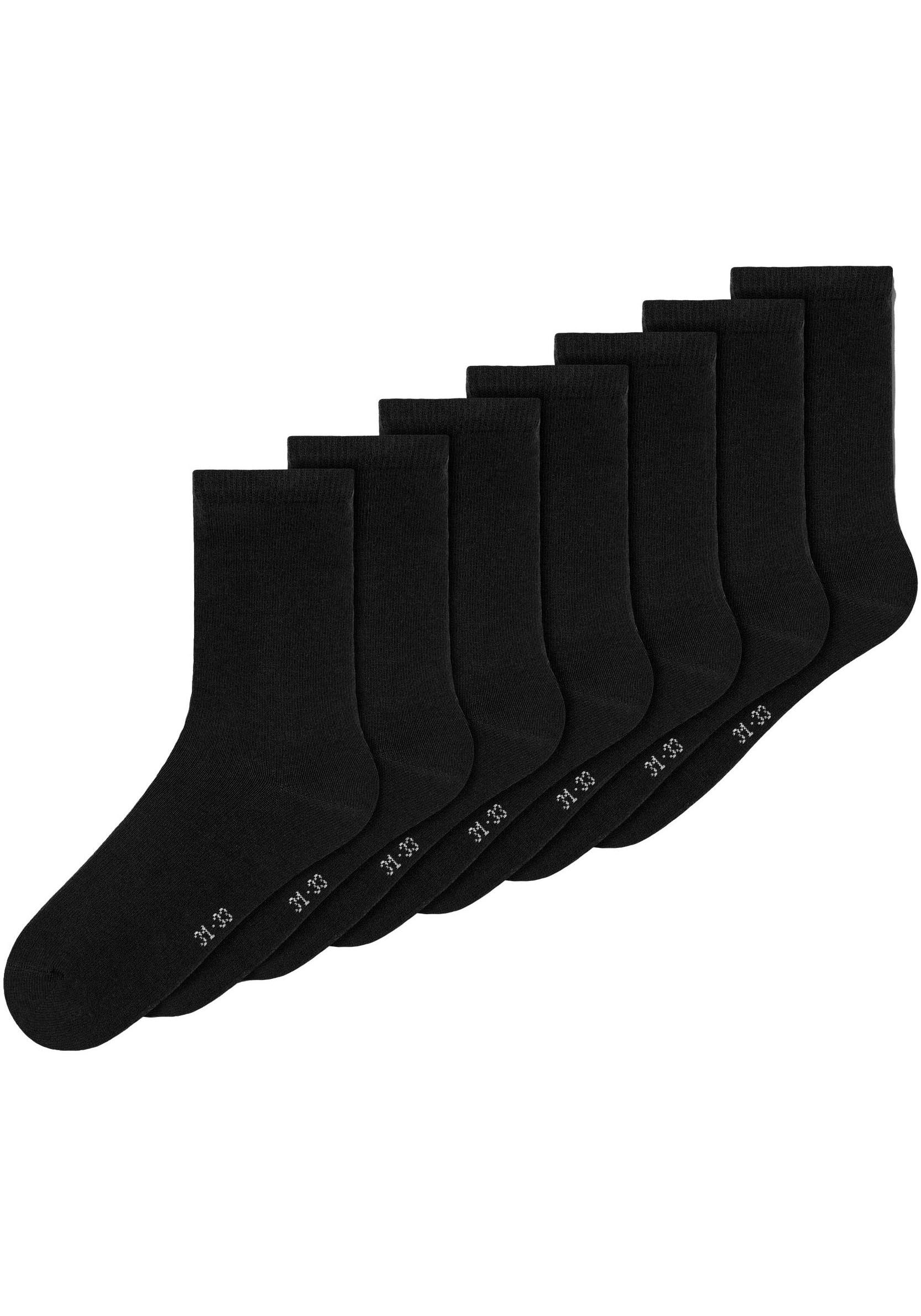 Socken NAME IT "NKNSOCK 7P SOLID NOOS", Kinder, Gr. 28-30, schwarz, Baumwollmischung, unifarben, Socken Image