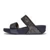 Pantolette FITFLOP "LULU MULTI-TONAL GLITTER", Damen, Gr. 42, midnight navy glitter, Synthetik, Glitzer, modisch, Schuhe, Badeschuh, Slides, Sandale mit Glitter