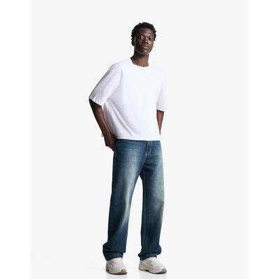 Bershka Relaxed-Fit Straight-Leg Jeans Men 30 Green