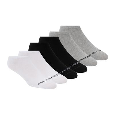 Skechers Women's Cotton No-Show Socks - 6 Pack | Size Medium | White/Black