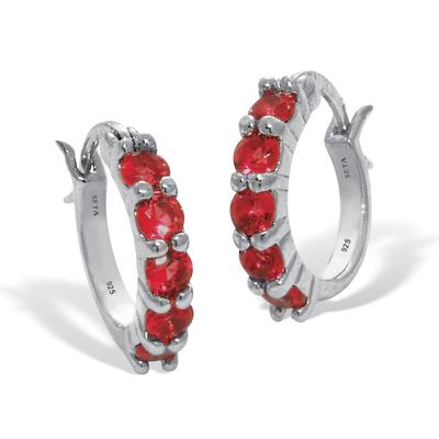 Women's Birthstone Sterling Silver Huggie Hoop Earrings by PalmBeach Jewelry in July (Size OS)