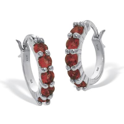Women's Birthstone Sterling Silver Huggie Hoop Earrings by PalmBeach Jewelry in January (Size OS)