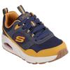 Sneaker SKECHERS "UNO - RETRO GROOVE", Kinder, Gr. 39, blau (navy, gelb), Lederimitat, casual, Schuhe, Freizeitschuh mit Memory Foam, Größenschablone zum Download
