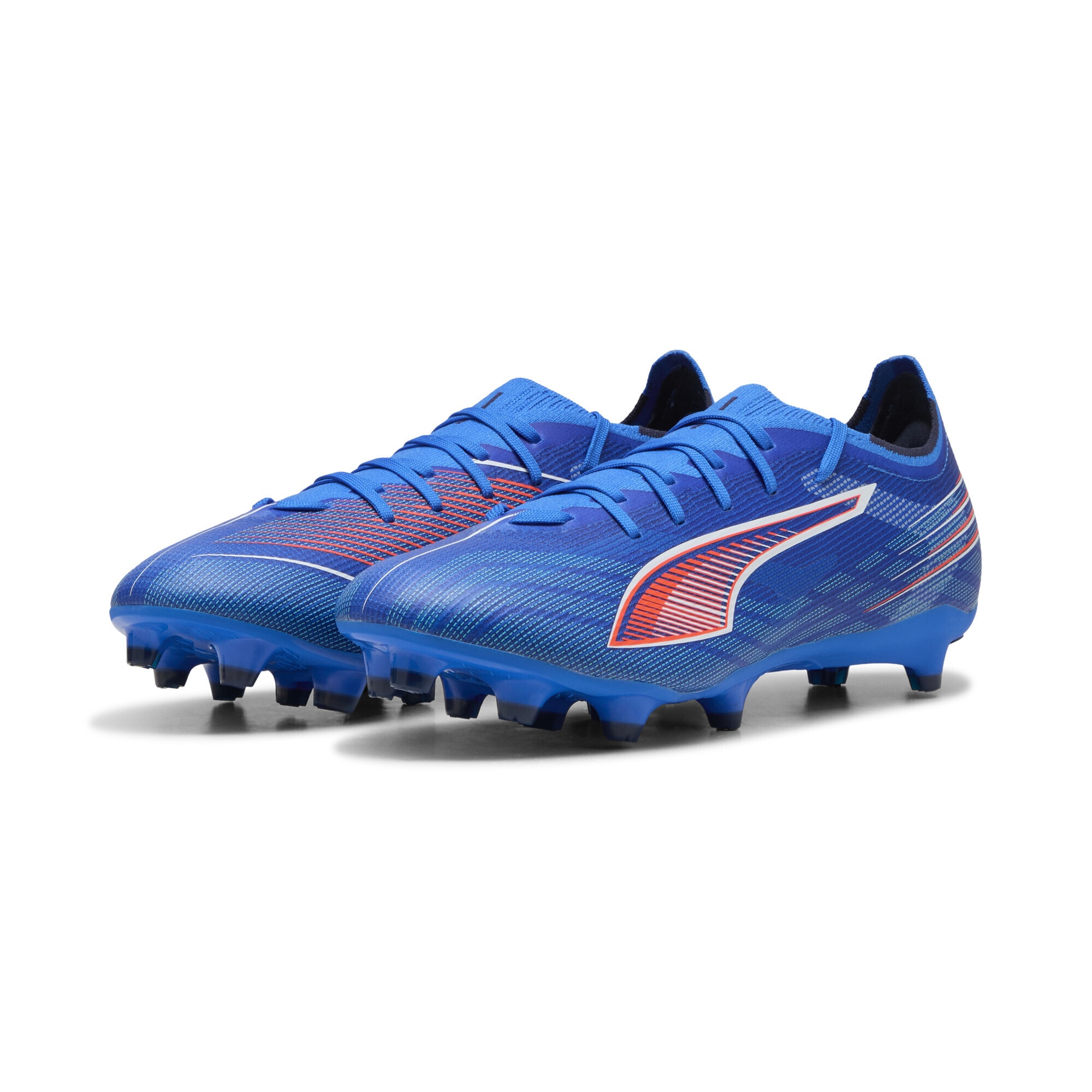 Fußballschuh PUMA "ULTRA 6 MATCH FG/AG Fußballschuhe Erwachsene", Herren, Gr. 41, weiß (ultra blau weiß glowing rot), Obermaterial: Synthetik, Textil; Futter: Synthetik, Textil; Innensohle: Textil; Laufsohle: Synthetik, Schuhe Fußballschuh