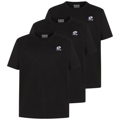 T-Shirt LOTTO, Herren, Gr. L (52/54), schwarz (caviar), 100% Baumwolle, unifarben, sportlich, normal, Rundhals, Kurzarm gerader Abschluss, Shirts, - im vorteilhaften 3 Stück Pack Image