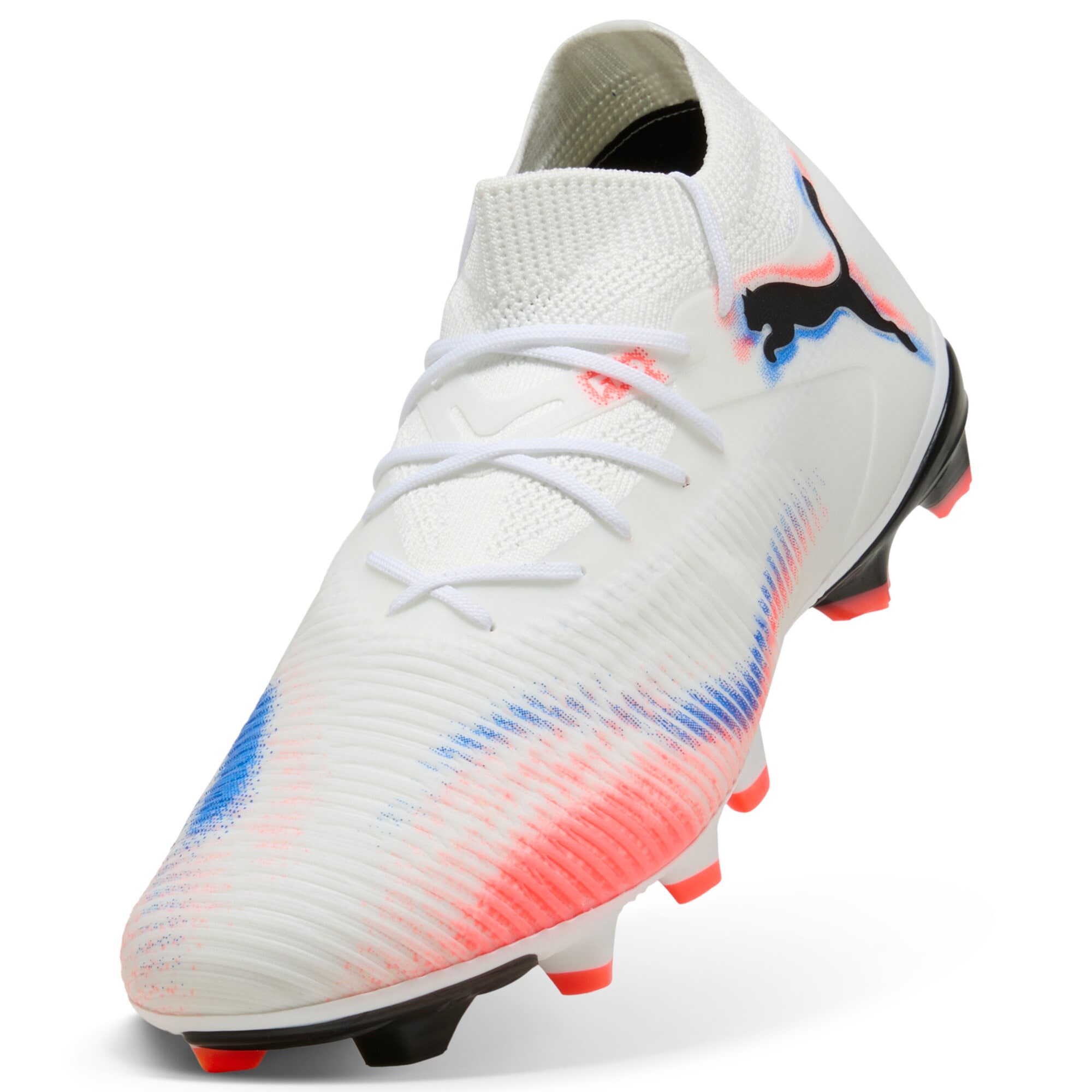 Fußballschuh PUMA "FUTURE 8 MATCH FG/AG", Gr. 43, weiß (puma weiß, puma schwarz, glowing rot), Synthetik, Schuhe, für Rasenplätze