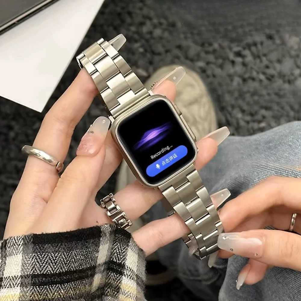 Edelstahlarmband für Apple Watch Ultra 2 49 mm 46 mm 45 mm 41 mm 40 mm 42 38 44 mm Damenarmband für iWatch 10 9 8 7 6 5 4 se 3 Image