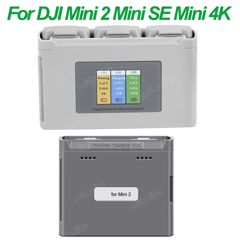 2/3-Wege Batterie Ladegerät Hub Für DJI Mini 4K/Mini 2/Mini SE Batterien Bunte Bildschirm Digital Display USB Batterie Ladegerät Image