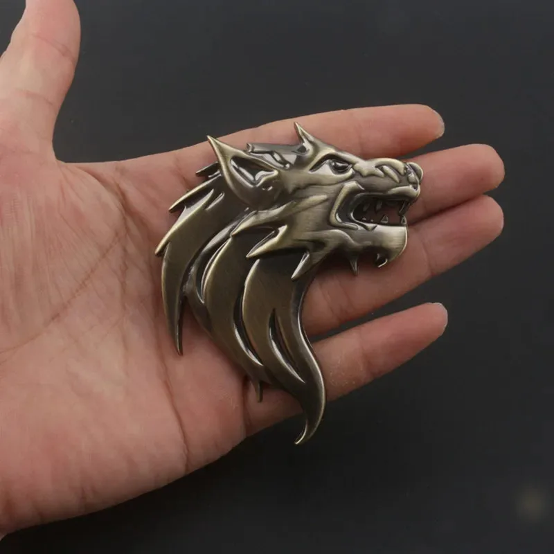 1 paire 3D métal tête de loup Auto moto voiture autocollant Logo emblème décoration voiture autocollants et décalcomanies style de voiture